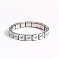Italian charm bracelet in stainless steel with cute blue whale pattern links - Blue Whale Style (Style 12)