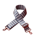 Adjustable blue houndstooth jacquard bag strap with elegant gold-tone metal buckles - Houndstooth / Royal Blue