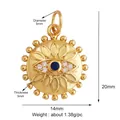 Golden Evil Eye pendant with blue stone and white crystals, 20x14mm lucky charm - Gold Round Zircon Eye