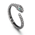 Bracelet serpent vintage en acier inoxydable avec écailles et yeux en zircon vert - Style Argent Noir Vintage (KB153662-KJX)