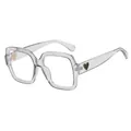 Quadratische Oversize-Sonnenbrille in Transparent-Hellgrau mit goldenem Herz am Bügel - Einheitsgröße / Transparenter Grauer Rahmen Klare Linse
