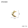 Golden moon-shaped pendant with blue rhinestones including dimensions and weight detail - Gold Blue Zirconia Moon