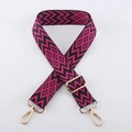 Adjustable black and pink ethnic embroidery jacquard replacement shoulder strap - Light Gold Buckle / Rose Red
