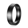 Bague punk de 6mm en acier inoxydable noir mat avec chiffres romains en relief - US 6 / Noir