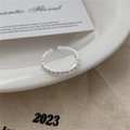 Elegant 925 sterling silver beaded open ring on a ceramic plate with linen background - Beaded Row Minimalist Opening Style(JZ0123)