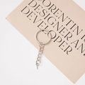 Silver alloy key ring set with chain and screw eye pin for DIY craft jewelry making - Silver Flat Ring 4-Link Chain + Screw Eye Pin