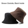 Reversible bucket hat in coffee and black colors for outdoor sun protection - Coffee Outside Black Inside (Reversible)