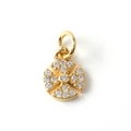Macro detail of gold plated copper pendant with inlaid zircon cross pattern and ring - 12-Golden Cross Circle