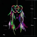 Colorful double heart dream catcher with multi-color feathers and beads for wall decor - Multicolor Double Heart