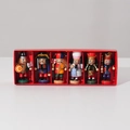 Front view of six wooden Christmas nutcracker soldiers in a red gift display box - Chubby Chef (6PCS Set)