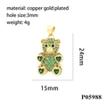 Spécifications du pendentif ours en plaqué or avec des pierres de zircone vertes - Or avec pierre verte(P05988)