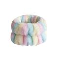 Rainbow striped plush wrist washbands set in soft microfiber flannel for face washing - Rainbow Striped