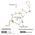 Bracciale ad anello in acciaio inossidabile dorato con pietre colorate e catena impermeabile - Bracciale a Mano con Pietre Naturali (JDB0204030)