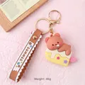 Schattige bruine cartoon beer op ijs siliconen sleutelhanger met Summer polsband - Cartoon Zacht PVC IJs Beer / Bruin