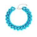 Adjustable pet hip hop necklace with vibrant blue heart-shaped interlocking chain links - Blue