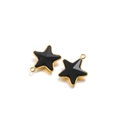 Star-shaped necklace pendants in black finish with golden metal edges and hanging rings - Black