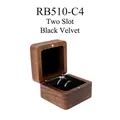 Square walnut wood ring box with black velvet lining and double slots for wedding rings - No Customization No LOGO / Black-Double Slot-Solid Lid