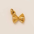 Elegant gold bow charm pendant with zircon inlay and polished metallic finish - Farfalle 9*9mm