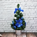 Mini desktop Christmas tree with blue bows, silver ornaments and matching pot - 40CM / Blue