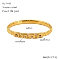 Bracciale minimalista in acciaio inossidabile placcato oro 18k con strass e 60mm - Stile Strass Geometrico Intagliato (ZB1882G)