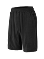 Dettaglio dei pantaloncini sportivi neri con tessuto jacquard e coulisse con punte in metallo - S / Nero