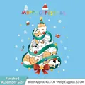 Weihnachtsbaum-Wandtattoo mit Cartoon-Katzen, roter Schleife und Merry Christmas Text - Statische Haftung/Mittel
