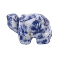 Natural blue and white sodalite carved sea turtle gemstone figurine statue - Blue Spot Stone / S