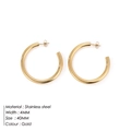 Polished 18K gold plated stainless steel 40mm hoop earrings for women, 4mm width - 40mm Smooth Style (YE35962)