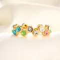 Detailed macro view of gold-plated ring with colorful micro-set cubic zirconia stones - Adjustable Open / 18K Gold Colorful Zircon Irregular Style