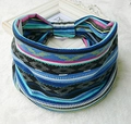 Bohemian stretch sports headband with blue and yellow geometric patterns for women - 90