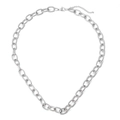 Collana in acciaio inossidabile argento con grandi maglie a O e chiusura a moschettone - Collana Argento