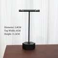 Black T-shaped metal earring stand with hexagonal base, height 11.5cm, width 6cm - Hexagonal Base Small / Black