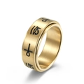 Goldener Ankh-Symbol-Spinner-Ring aus Edelstahl zur Beruhigung mit ägyptischen Motiven - Größe 7 / Ägyptische Symbole / Gold