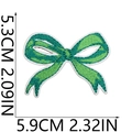Green embroidered bow patch showing size dimensions of 5.3cm height and 5.9cm width - Style 6 (Overlapping Color Bow)