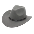 Klassieke grijze vilt cowboyhoed met een riem met studs en metalen ring accent - 56-60cm / Grijs