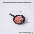 Miniature stir-fry food keychain in a black skillet pan, 6cm size, weighing 7g - Chili Fried Rice - No Loop