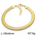 Golden flat snake chain bracelet with lobster clasp and adjustable extension, 6mm wide - Gold 6mm Bracelet