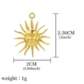 Golden sun face pendant charm in stainless steel for DIY jewelry making 2.5cm height - Golden Sun Mask (A0007201)