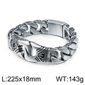 Bracelet gourmette vintage en acier inoxydable 316L pour homme, largeur 18mm et 225mm - 17cm / Argent Style A (KB104117-BD)