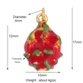 Miniature pitaya pendant DIY jewelry charm with red and yellow enamel finish - Dragon Fruit Shape (M157590)