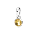 S925 sterling silver charm with faceted yellow birthstone pendant on white background - Faceted Gemstone Style / November Yellow