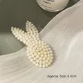 Elegant rabbit shaped hair clip with white pearls and 8cm metal alloy base - Big Rabbit Pearl Clip