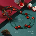 Detail showing 132cm length and dimensions of red and green beaded Christmas necklace - 132cm/Double Layer / Red and Green Double Layer Beaded