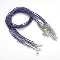Blue 1.5mm waxed cord necklace with lobster clasp and extension chain for DIY jewelry - 1.5mm*45cm / Blue