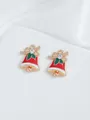 Detailed macro view of red enamel bell pendants with green holly and golden bow - Bell With Rhinestone (32)