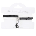 Adjustable Yin Yang alloy pendant bracelets with hand-woven rope for couples - Black and White Tai Chi Woven Couple Bracelet Style (8180)