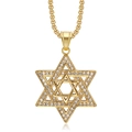 Gold plated Star of David pendant necklace with shimmering crystals and a box chain - Gold Pendant Only