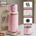 Pink 316 stainless steel vacuum flask 600ml with portable handle and tea infuser - 600ml / Pink