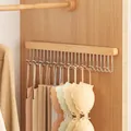 Pull-out wooden wardrobe hanger with 12 metal hooks for bras and accessories - 12 Hooks Right Pull