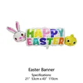 Easter banner foil balloon with cute bunny and chick figures in colorful patchwork style - Banner Bunny 53x110cm